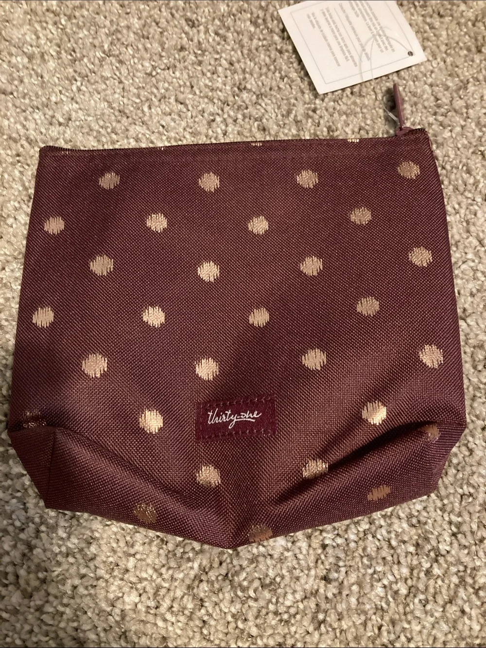 thirty-one Twinkling Plum Snack & Go Pouch - Plum with Light Pink Dots